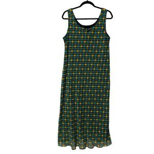 Dana Kay Dress Womens 16W Chiffon Polka Dot Sleeveless Midi Dress Lined